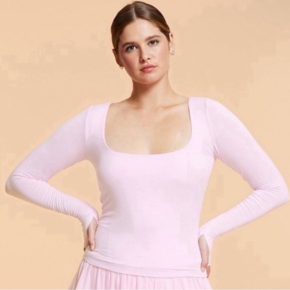 Blogilates Women's Love Story Long Sleeve Tie Bow Back Top Lilac Snow M